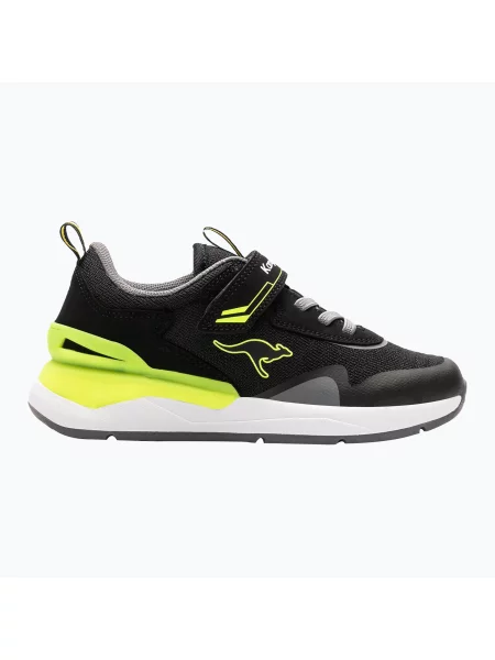 Buty dziecięce KangaROOS KD-Gym EV jet black/neon yellow czarne