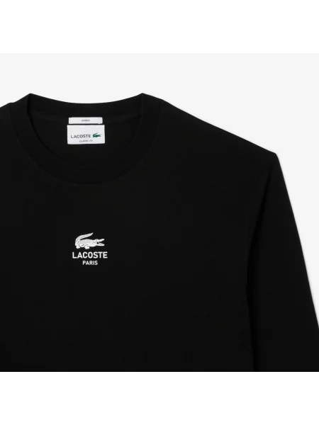 Lacoste T-Shirt Unisex Z Okrągłym Dekoltem Z Długim Rękawem Z Nadrukiem Classic Fit czarny