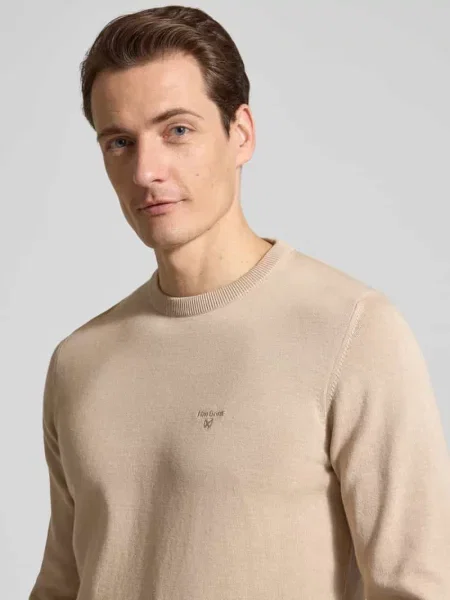 Krój regular fit sweter dzianinowy z czystej bawełny model PIMA' Barbour beżowy