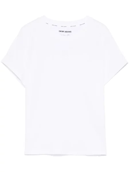Tricou Dkny cu broderie alb