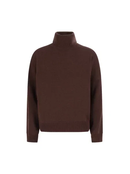 Sweter z golfem Brunello Cucinelli z kaszmiru brązowy