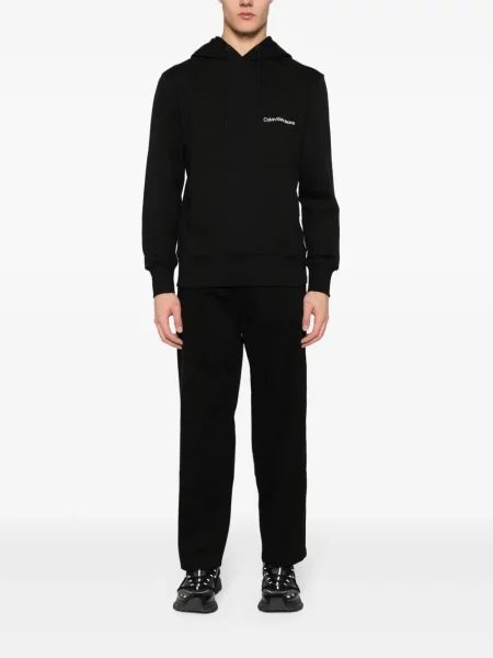 Mikina s kapucí Calvin Klein Jeans s potiskem černá