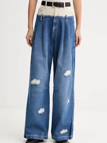 MUNTHE blugi wide leg pentru femei NEZZA albastru