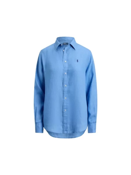 Lniana koszula z lnu Polo Ralph Lauren klasyczna niebieska