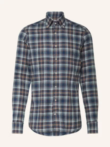 Stenströms Flanelová Košile Slimline Fit tmavě modrá / béžová bílá