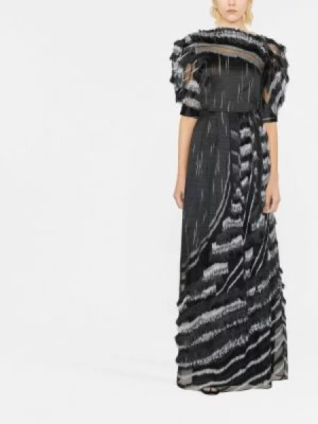 Ριγέ βραδινό φόρεμα Alberta Ferretti μαύρο