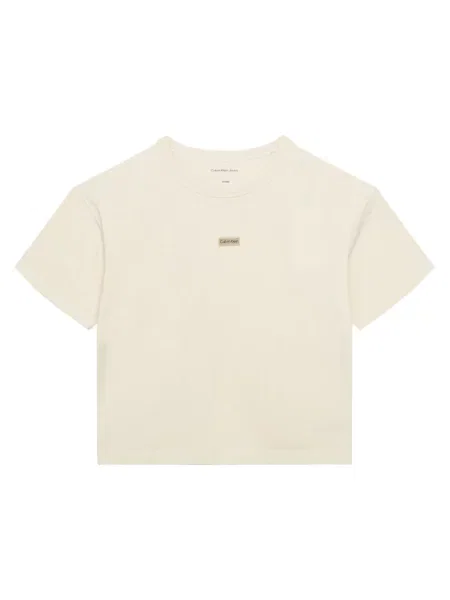 Calvin Klein Jeans T-Shirt Folded Logo beżowy