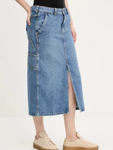 Dickies fusta jeans marin midi drept albastru