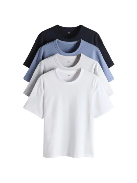 Next Tricou bleumarin / albastru deschis / gri deschis alb