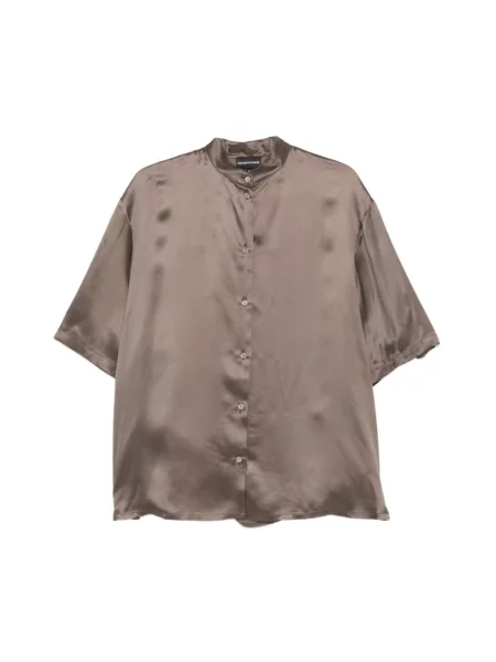 Koszula z krótkim rękawem Emporio Armani z krótkim rękawem brązowa