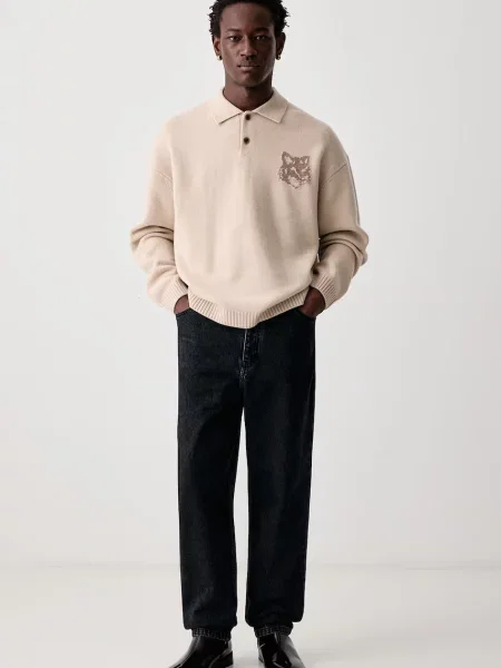 Maison Kitsuné Fox Head sweter wełniany
