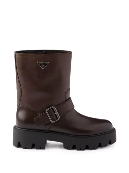 Botine Prada din piele maro