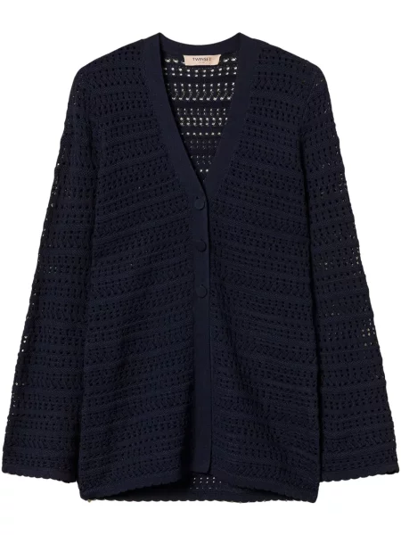 Dzianinowy kardigan Twinset niebieski