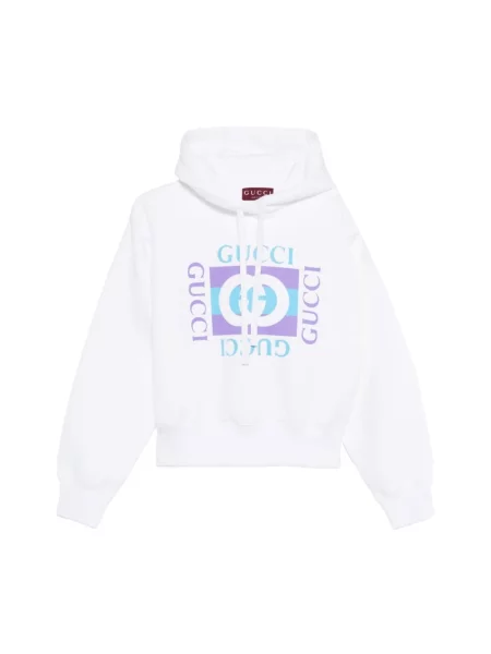 Bluza z kapturem Gucci z kapturem z nadrukiem biała