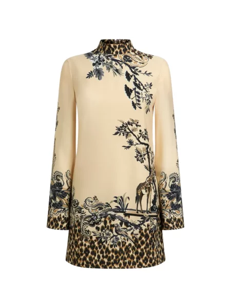 Rochie mini Etro din satin cu imagine cu model leopard