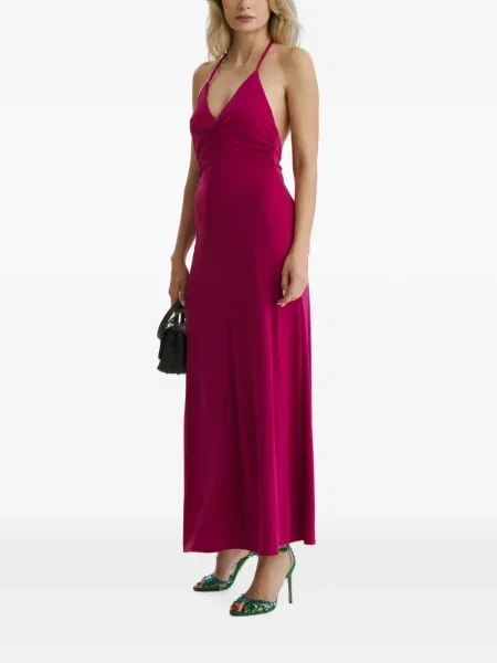 Rochie Cuanna cu volane cu gât halter roz