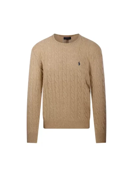 Sweter z dzianiny o kroju regular fit z mieszanki wełny i kaszmiru Ralph Lauren beżowy