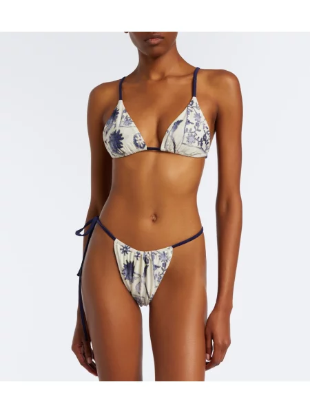 Bikini Sir cu model floral albastru