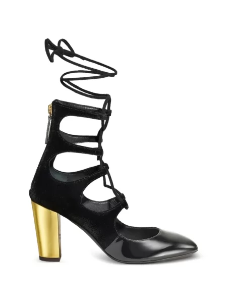 Pantofi cu toc Temperley London cu șireturi din dantelă negru