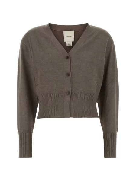Decupat cardigan Calvin Klein tricotate maro