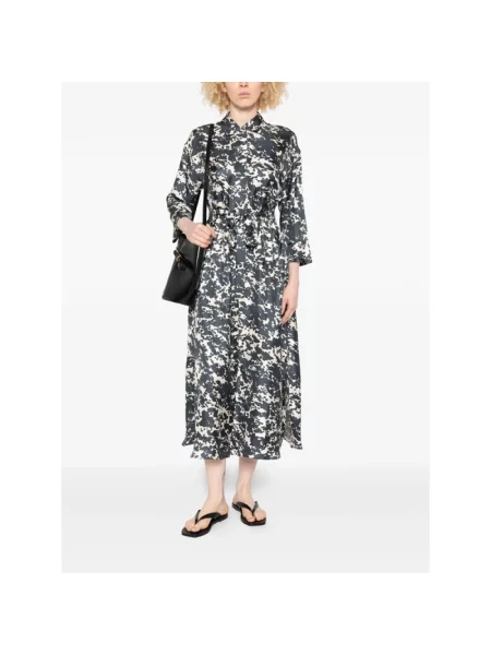 Lniana sukienka maxi Max Mara z nadrukiem