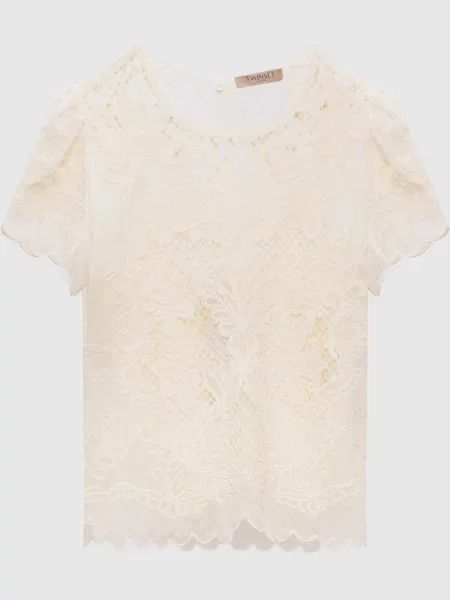 Топ з вишивкою Twinset бежевий