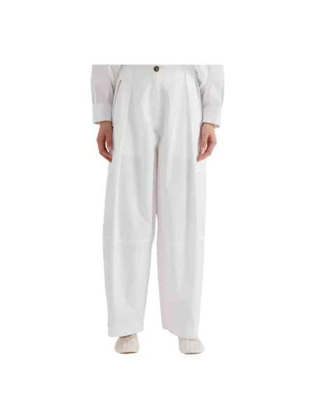 Spodnie Meimeij z naszywanymi kieszeniami białe