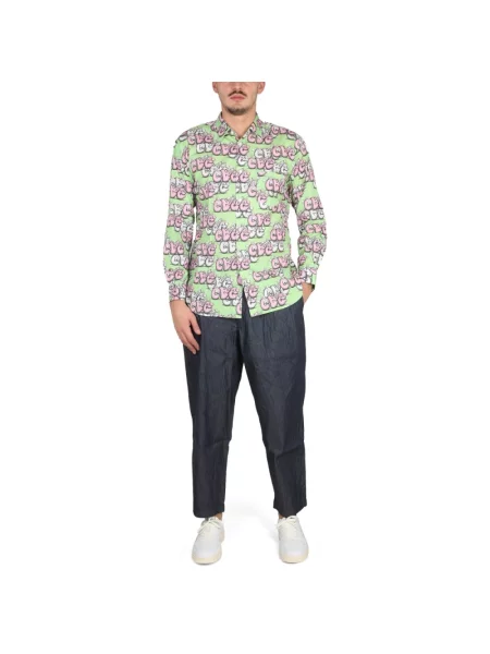Koszula Comme Des Garcons z nadrukiem zielona