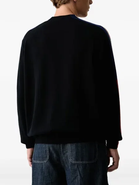 Pulover Armani Exchange cu broderie cu dungi negru