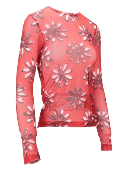 Tricou Meryll Rogge cu model floral lung roșu
