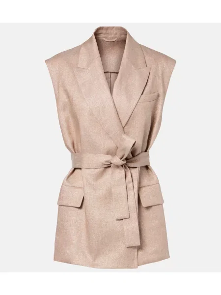 Laneni telovnik Brunello Cucinelli roza