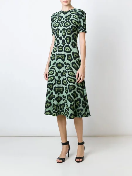 Rochie Givenchy cu imagine cu model leopard în linie A verde