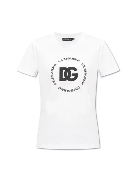 Koszulka Dolce And Gabbana z dżerseju z logo biała