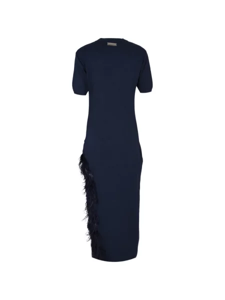 Rochie midi Izaak Azanei cu pene albastru