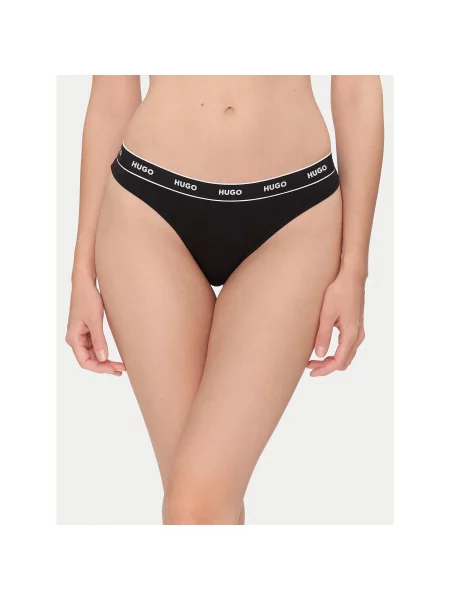 HUGO Стрінги Thong Stripe Pyp чорний