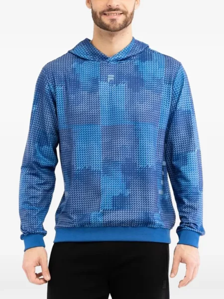 Hanorac cu glugă Fila cu imagine cu imprimeu geometric albastru