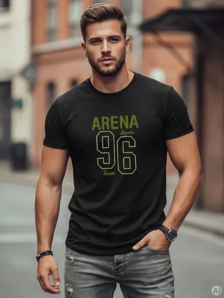 T-shirt z nadrukiem Arena 96 Dstreet czarny