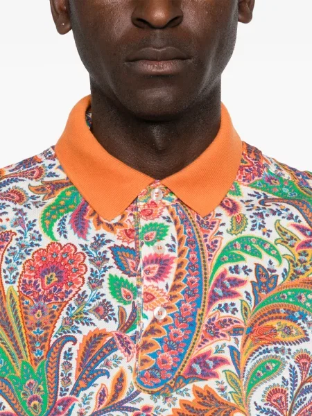 Polo Etro cu imagine cu model paisley portocaliu