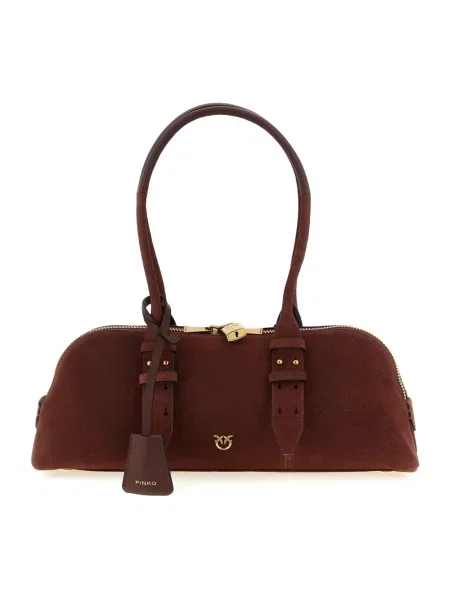 Duża torebka bagietka Pinko zamszowa czerwona
