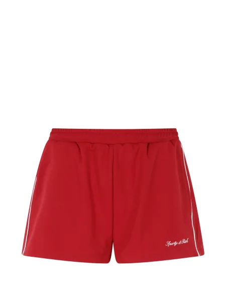Pantaloni scurți Sporty & Rich cu dungi cu autograf roșu