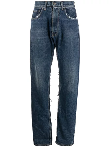 Proste jeansy Maison Margiela z dziurami niebieskie