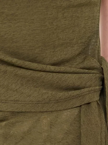 Top Ganni plasă cu legături verde