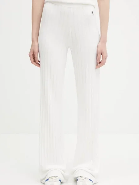 Sporty & Rich pantaloni Src Ribbed drept high waist bej