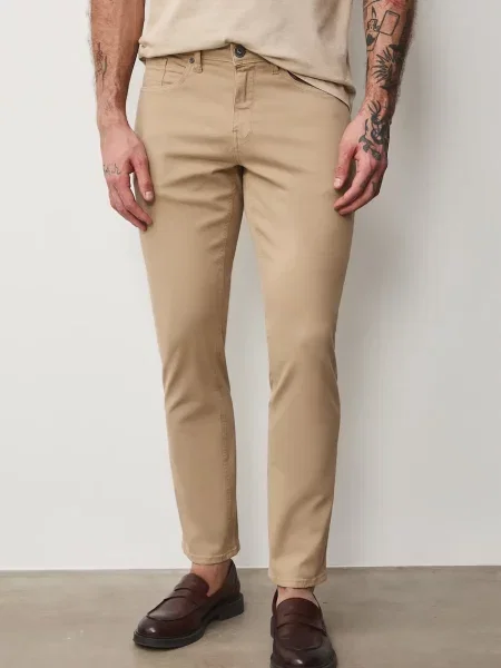 Medicine nohavice slim fit pánske s elastanom béžová