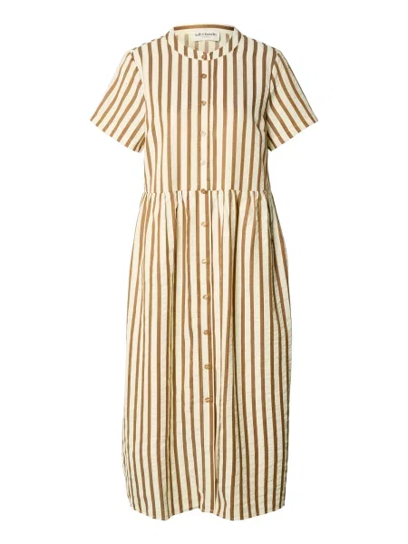 Lollys Laundry Rochie tip bluză Aliya crem / închis maro