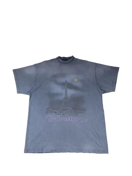Tricou Balenciaga cu imagine albastru