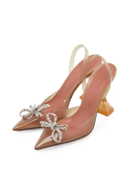 Pantofi cu toc Amina Muaddi cu funde slingback alb