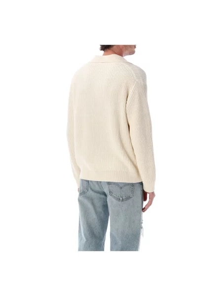 Haftowany dzianinowy sweter Maison Kitsune beżowy
