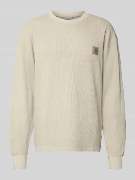 Bluzka z długim rękawem fakturowanym wzorem i okrągłym dekoltem Carhartt Work In Progress beżowa