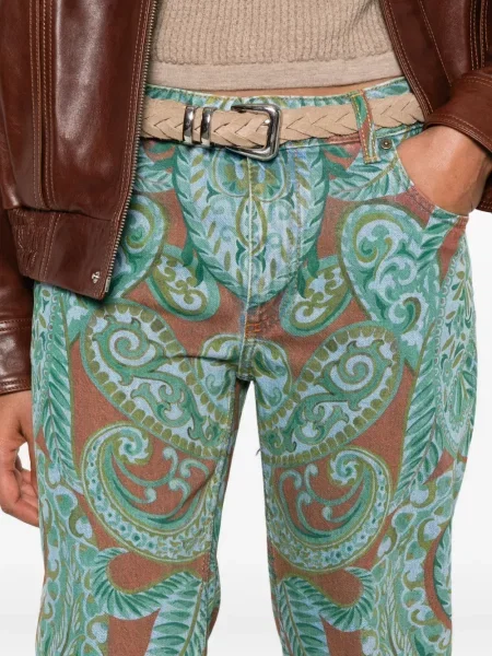 Дънки straight leg Etro с принт с пейсли десен синьо